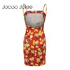 Jocoo Jolee Floral Sprint Slim Dress for Women Summer Vintage Beach sukienka Seksowna bez pleców pasek High Street Sukienka 210619