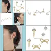 Stud Jewelryzemior 925 Sterling Sier Jewelry Cute Bow-Knot Tiny Earrings For Women Girl Clear Cz Gold Color Studs Earring Sets Drop Delivery