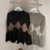 Geometryczny wzór Argyle Pullovers Spring Jesień Luźny Oversized O-Neck Knitted Swetry Koreański College Style Damper 210812