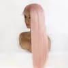 Pink Synthetic Lacefrontal Wig Simulation Human Hair Lace Front Wigs 12~26 inches Long Silky Straight 180719-2335