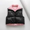 Za mulheres moda grossa casaco quente bolsos vintage desgaste desgaste positivo e negativo de algodão sem mangas outerwear 210909