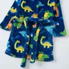 Automne hiver enfants garçon vêtements de nuit robe à capuche dessin animé dinosaure imprimé flanelle peignoir chaud pour garçons 2-7 ans enfants pyjamas 211109
