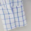 Frühling blau Kariertes Hemd Frau Langarm Casual Button Up Plaid Damen Mode Basic Damen Bluse 210519