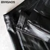 BIVIGAOS Women's Fashion Korean High Waist Mini Skirts Big Ring Zip PU Leather A-line For Spring Autumn Winter 210629