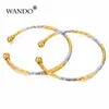 Wando 2pcs/lot 24k Gold Africa Jewelry Ethiopian Two Colour Bracelet Dubai Bangle for Women Kids Diy Charms Birthday Gifts Wb95 Q0719