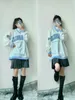 Creative V-Neck Pullover Kvinnors Top Harajuku Style Oversized Sweatshirt Hoodie Pullover Jacka Retro College Casual Women's Top 210813