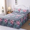 Fashion Thin Bed Covers 2pcs With pillowcase Bedspread Bed Skirt Sheet Single Bed Dust Ruffle Flower Pattern Cover Sheets F0382 210420