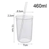 Muggar 460 ml Värmebeständigt glaskopp Transparent kaffemugg med Lidstraw Home Milk Juice Flower TEA TREVEL248G