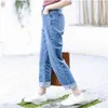 Blue Jeans Woman High Waist Denim Ladies Jeans Trousers Plus Size Jeans Pants Vinatge Slim Korean Autumn 210527