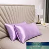 2pcs/set Pure Emulation Silk Satin Pillowcase For Bed Summer Smooth Cool Sleeping Pillowcases High Quality Envelope Pillow Cover Pillow Case