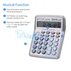 Musikalischer Tischrechner, 12-stelliges LCD-Display, elektronischer Zähler, große Tasten, Uhrzeit, Datum, Anzeige, Weckerfunktion