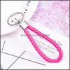 Keychains Fashion Aessories Handmade Pu Leather Keychain Braided String Rope Metal Key Ring Woven Cord Chains Holder Diy Jewelry Drop Delive