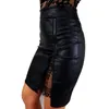 Юбки женская клубная одежда Bodycon Pu Юбка кружевная лоскутная застежка -молния на высокую талию кожа 2021