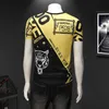 M-7XL Zomer T-shirt Mannen Luxe Gedrukt Korte Mouw T-shirt Ijs Zijde Ademend O-hals Tops Tees Streetwear Mannelijke kleding 210527