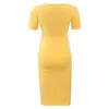 Side Ruched Maternity Dresses z krótkim rękawem Bodycon Ciąża Sukienka Wrap Macierzyńs Sukienka Lato Podstawowa Spódnica Hip dla zdjęć Sheet G220309