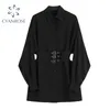 Automne Noir Gothique Robe Femmes À Manches Longues Avec Ceinture Japonais Harajuku Streetwear Vintage Taille Haute Femme Parti Goth Robes 210417