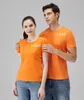 カスタマイズされたロゴのTシャツソリッドシャツ半袖コットンラペルTシャツプレーンオレンジホワイト夏のカップルTシャツ