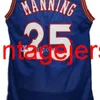 داني مانينغ # 25 Kansas Jayhawks كو كلية الرجعية كرة السلة جيرسي الرجال مخيط مخصص أي عدد الفانيلة