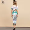 Designer Summer Fashion Suits T-shirt décontracté à manches courtes pour femmes et pantalon imprimé 2 pièces SetS 210522