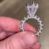 Anillo de diamante grande, joyería Vintage, Plata de Ley 925, cóctel único, corte de pera, piedras preciosas de topacio blanco, anillo de compromiso de boda para mujer