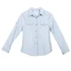 Panie Denim Koszule Z Długim Rękawem Niebieskie Dżinsy Koszula Kobiety BluSas Camisa Femininas Moda Wiosna Plus Rozmiar Dżinsy Bluzki X0521