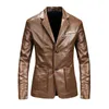 Vestes en cuir Hommes Mode Motor Biker Veste En Cuir Jaqueta Masculinas Couro Hommes Bomber Veste Manteau En Cuir PU Souple 211119