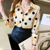 Höst Koreansk Loose Chiffon Blouse Retro Hong Kong Stil Tryckt Kvinnors Skjorta Långärmad Top Kvinna Camisa 11000 210508