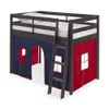 US Stock Roxy Twin Wood Junior Loft Bed Bedroom Furniture with Espresso with Blue and Red Bottom Tent a14