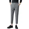 春の男性のスーツのズボン固体色のビジネスドレスズボンファッション足首の長さスリムフィットフォーマルウェディングオフィスの社会ズボン210527