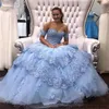 Quinceanera Dresses 2021 Księżniczka Cekiny Cekiny Party Prom Formalne Sweetheart Aplikacje Crystal Tulle Suknia Balowa Lace Up Vestidos DE 15 ANOS Q06
