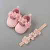 Första Walkers Lzh Classic Canvas Baby Shoes 2022 Höstfödd Toddler Flower + Headband Girls Casual Sneakers Princess