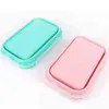 4pcs/set Silicone Rectangle Lunch Box Collapsible Bento Box Folding Food Container Bowl 300/500/800/1200ml for Dinnerware 211108