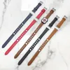 Gourmette Leather Double Tour Strap para Apple Watch 7 Band 45mm 41mm Correa 42 38mm Pulseira Iwatch Series 6 5 4 3 SE 44mm 40mm