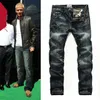 2021 Nya små raka jeans europeiska och amerikanska mäns tvättat Vintage high-end stretch Slim byxor