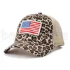 Leopard Ponytail Hats American Flag Hafted Caps Net Caps USA Niepodległość Dzień Kobiet Kameflage Baseball Cap CyZ31878372161