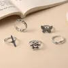 Bedelarmbanden Tao Sword Flower Ring Set 5 van Europese en Amerikaanse Creatieve Persoonlijkheid Butterfly Chain Joint Ringen