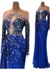 2021 Arabski Aso Aso Ebi Royal Blue Luksusowe sukienki na bal
