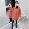 여자 모직 overcoat 키즈 코트 긴 의상 어린이 outwear 옷 착용 가을 겨울 어린이 의류 양모 패션 B9153