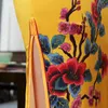 Chinese Style Cheongsam Improved Daily Party Bright Yellow Retro Silk Long Dress Autumn And Winter Ethnic Clothing