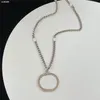 Trendy Double Letter Necklaces Couple Designer Pendant Necklace Men Women Metal Chain Long Pendants With Gift Box