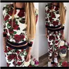 Tute Abbigliamento da donna Abbigliamento Drop Delivery 2021 Felpa stampata floreale Set a due pezzi Tuta con cappuccio Tuta da jogging per donna S-XL X