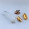 Opslagflessen potten 30 stuks van 10 ml vierkante glas etherische olie spuitfles gouden dop, zwarte cap spuit container reizen navulbare trans