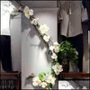 Decorative Flowers & Wreaths Festive Party Supplies Home Garden 185Cm Artificial Magnolia Flower Rattan Silk Fake Vine Azalea Arbitrary Bend