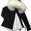 Women's Fur & Faux MEIFNG Black Outer Shell White Lining Parka Plus Size Coat Winter Women Overcoat Men Style