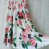 Mode féminine manches courtes perles impression florale longue Maxi robe d'été élégant concepteur fête Vestidos De Mujer décontracté 210601