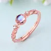 Cluster Rings Allnoel Solid 925 Sterling Silver For Women 100% Natural Orange Garnet Rose Quartz Blue Moonstone Beautiful Band