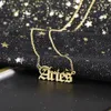 18K Gold Plated Stainless Steel Letter Zodiac Astrology Horoscope Pendant Necklace for Gift