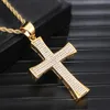 Pendentif Colliers Bling Full Micro Pave Strass Croix Crucifix Pendentifs En Acier Inoxydable Pour Hommes HIP Hop Bijoux