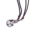 Retro Male Necklace 100% Genuine Leather Rope Punk Vintage Collar Jewelry Hollow Cube Box Pendant For Men Necklaces