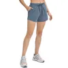 L-063 Womens Yoga Shorts Feminine Casual Outfit Cinchable Drawcord Running Short Pants Ladies Sportwear Solid Color Girls Operis310n
